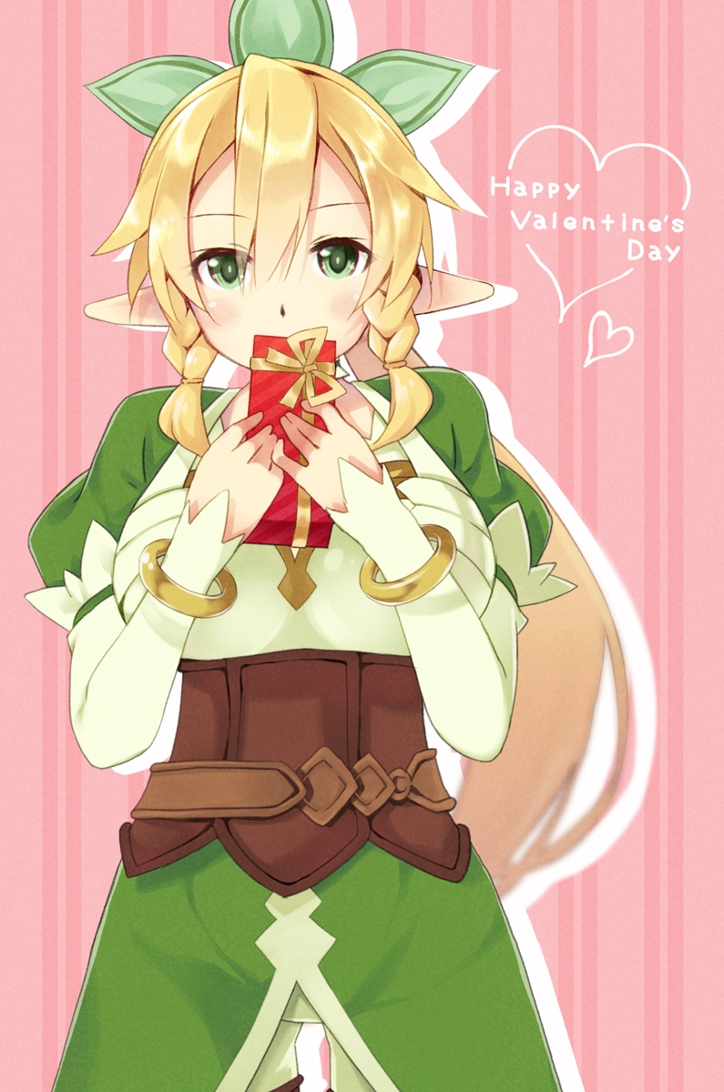 1girl, 2mota, blonde_hair, braid, breasts, elf, green_eyes, highres