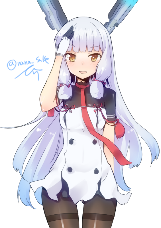 1girl, :d, black_legwear, blue_hair, blush, brown_eyes, gloves, headgear