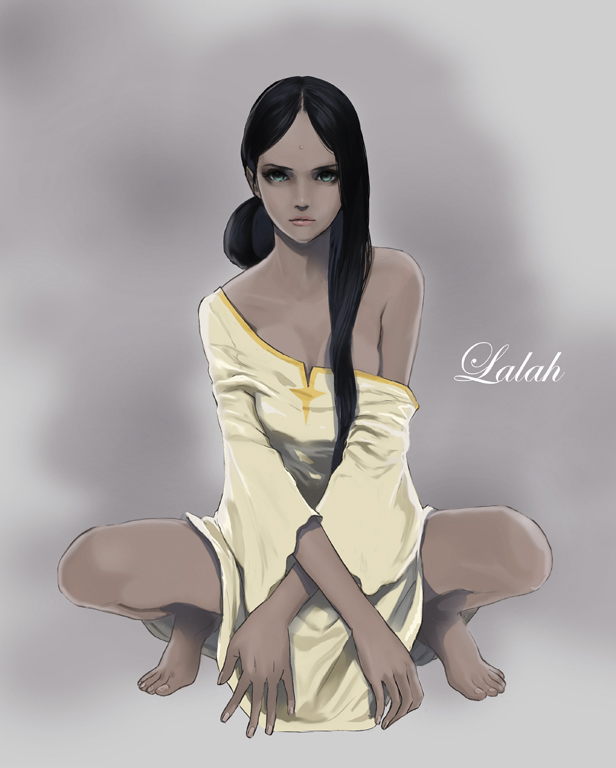 1girl, bindi, black_hair, commentary_request, dark_skin, dress, ebba, gundam