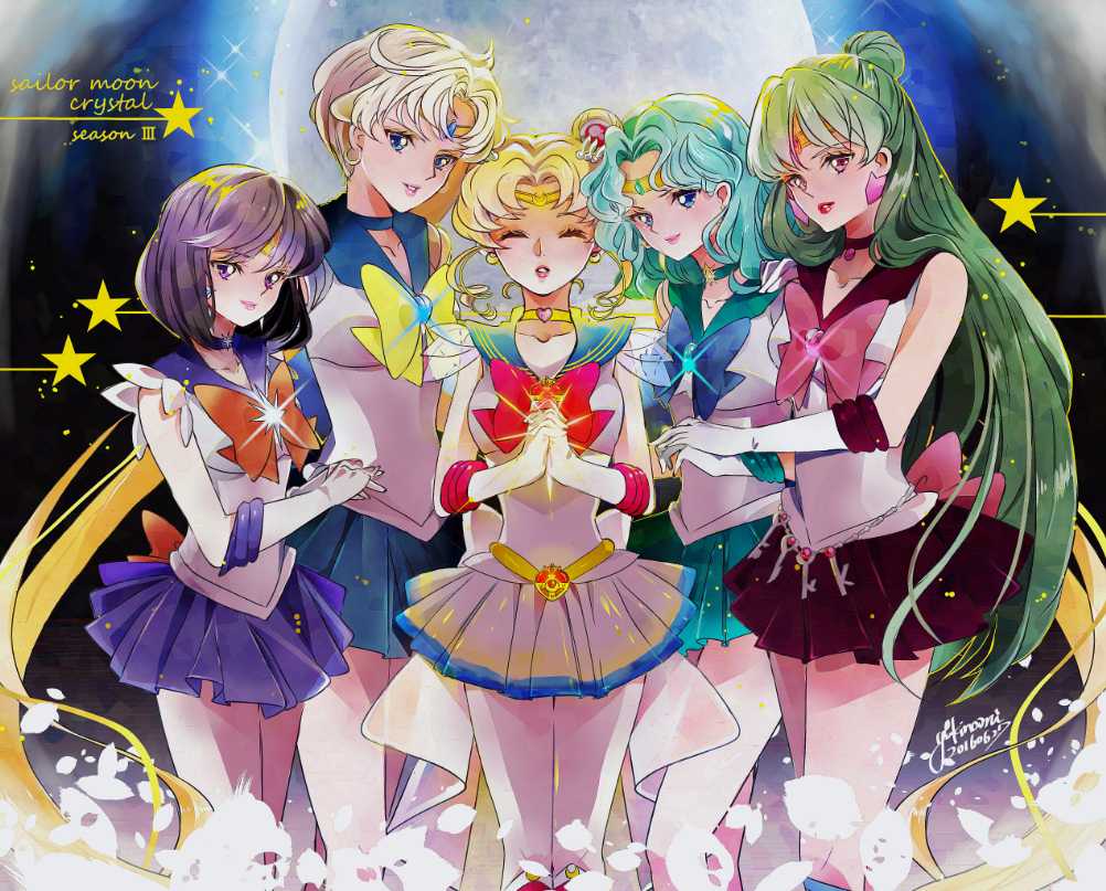 2016, 5girls, aqua_hair, aqua_skirt, bishoujo_senshi_sailor_moon, bishoujo_senshi_sailor_moon_crystal, black_hair, black_skirt