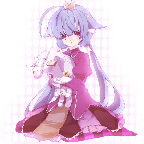 animal_ears, bad_id, blue_eyes, crown, dress, hidaka, kori, long_hair