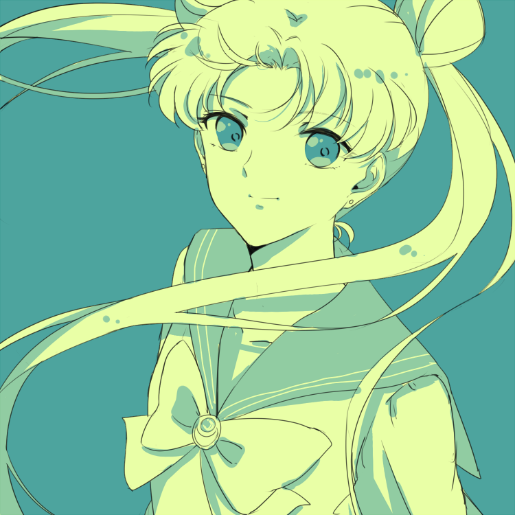 1girl, aqua, aqua_background, bangs, bishoujo_senshi_sailor_moon, blue_eyes, bow, floating_hair