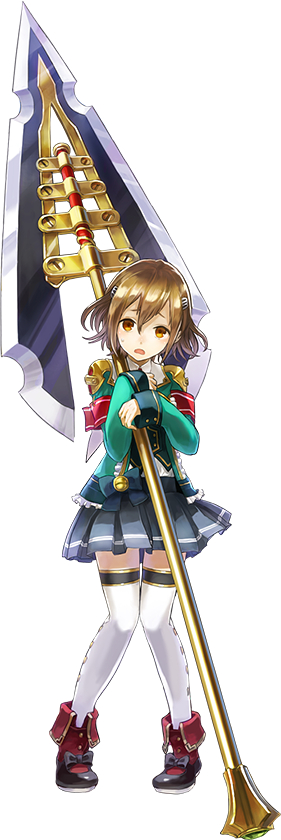 1girl, bow, brown_hair, full_body, hair_ornament, hairclip, huge_weapon, longinus_(phantom_of_the_kill)