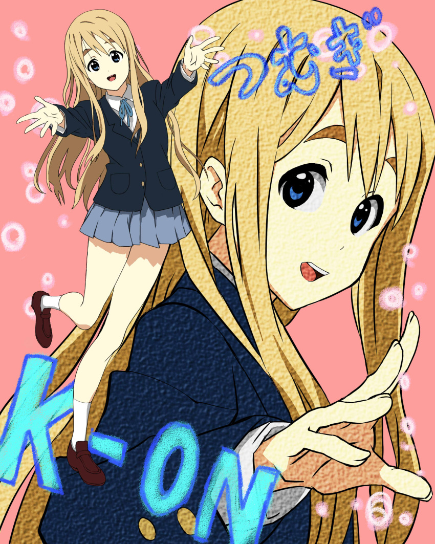 blazer, blonde_hair, blue_eyes, chalk, crayon, eyebrows, hands, highres
