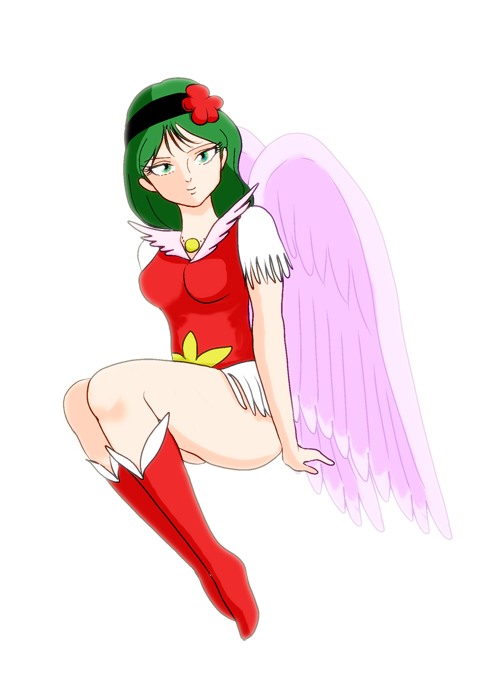 1girl, ameneko, green_eyes, green_hair, looking_at_viewer, simple_background, sitting, solo