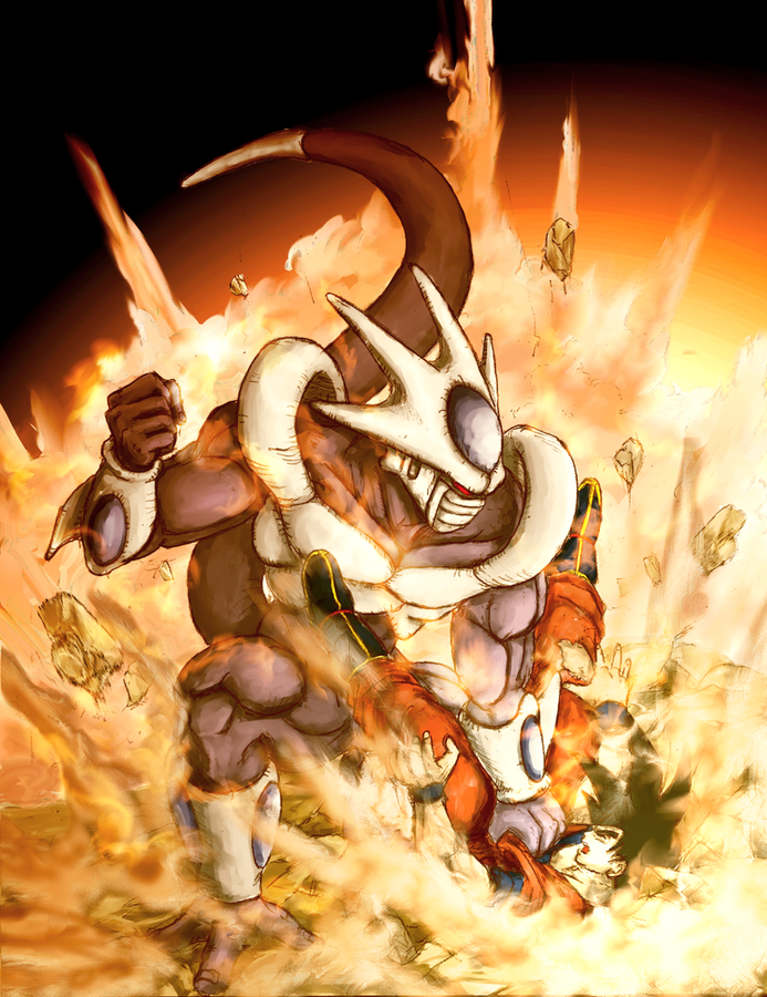 2boys, black_hair, blue_boots, boots, clenched_hand, cooler_(dragon_ball), dirt, dougi