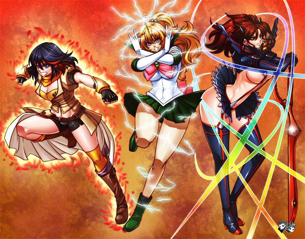 3girls, aura, bishoujo_senshi_sailor_moon, bishoujo_senshi_sailor_moon_crystal, black_hair, blonde_hair, boots, breasts