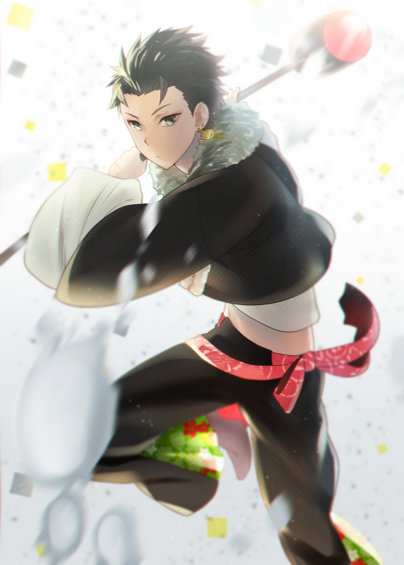 1boy, black_hair, hair_slicked_back, kikuchi_mataha, male_focus, solo, vocaloid, wil_(vocaloid)