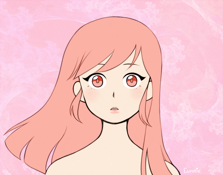 1girl, animated, animated_gif, aqua_eyes, aqua_hair, artist_name, bangs, bare_shoulders, blonde_hair, blue_eyes, blue_hair, eunnieboo, green_eyes, green_hair, long_hair, makeup, mascara, multicolored_eyes, orange_eyes, orange_hair, original, pink_eyes, pink_hair, purple_hair, rainbow_eyes, rainbow_hair, red_eyes, redhead, short_hair, sidelocks, signature, solo, upper_body, violet_eyes, yellow_eyes