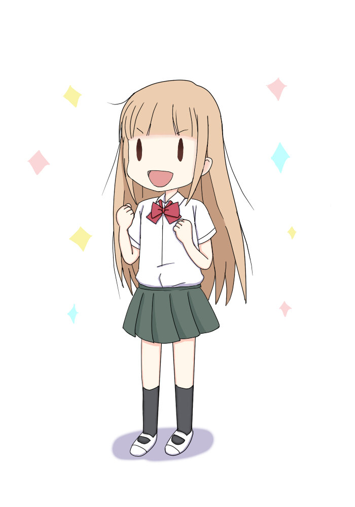1girl, brown_eyes, brown_hair, long_hair, miyano_(tanakeda), myuumyuu, school_uniform, solo, tanaka-kun_wa_itsumo_kedaruge