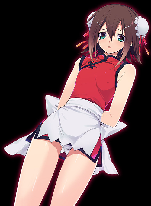 1boy, apron, arms_behind_back, baka_to_test_to_shoukanjuu, blush, brown_hair, bulge, bun_cover