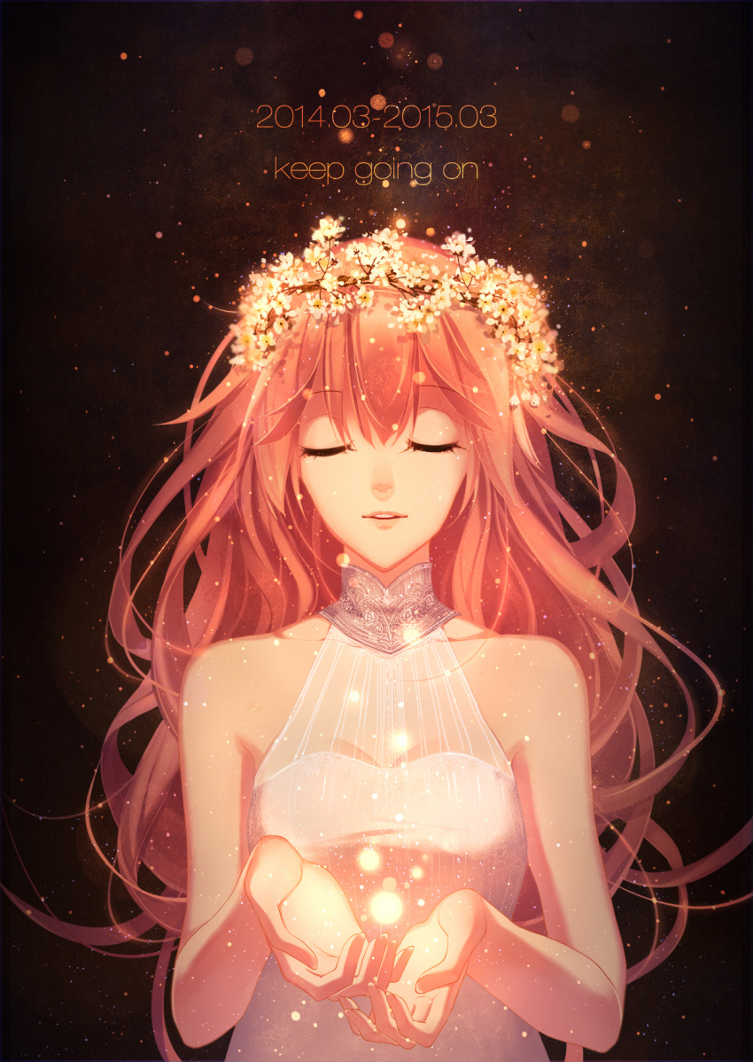 1girl, 2014, 2015, cyannism, dated, dress, highres, original, redhead, see-through, solo