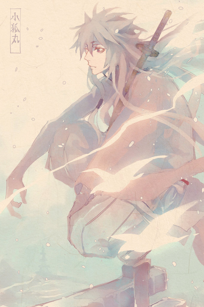 1boy, animal_ears, bambino, fox_ears, japanese_clothes, katana, kogitsunemaru, long_hair