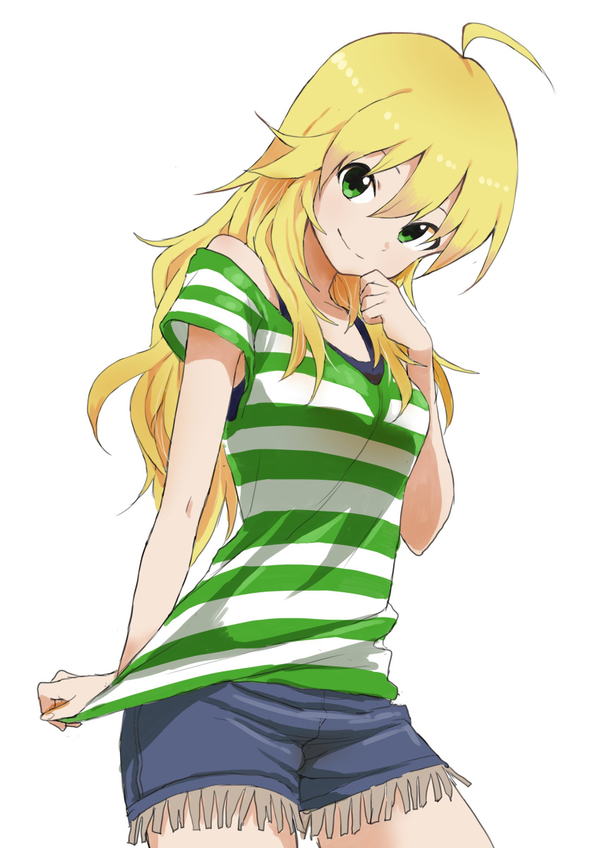 1girl, absurdres, arm_behind_back, bare_shoulders, black_bra, blonde_hair, bra, commentary
