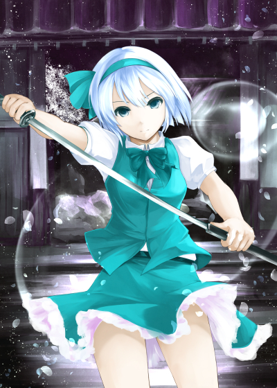 1girl, architecture, east_asian_architecture, expressionless, frilled_skirt, frills, gate, green_eyes