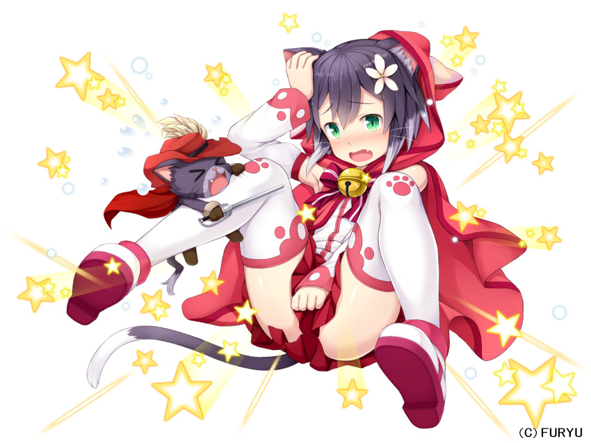 >_<, 1girl, animal_ears, armpits, bangs, bell, black_hair, blush