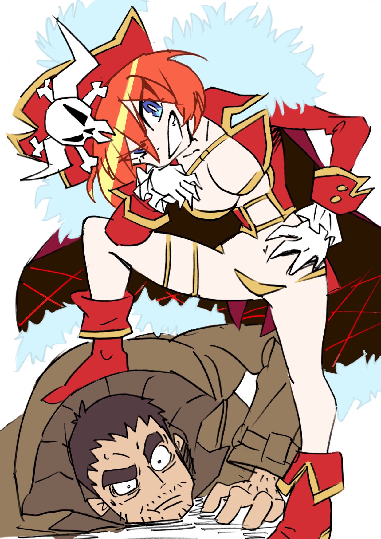 1boy, 1girl, ankle_boots, arai_hiroki, blue_eyes, boots, breasts, brown_hair