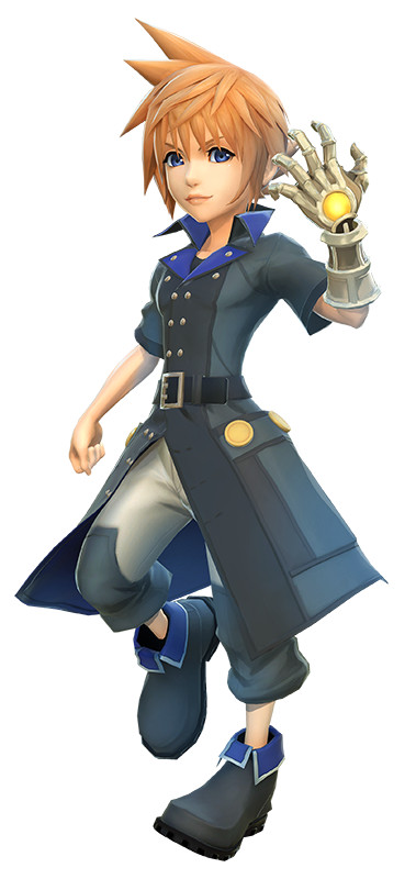 1boy, 3d, blue_eyes, brown_hair, final_fantasy, full_body, gauntlets, lann_(world_of_final_fantasy)