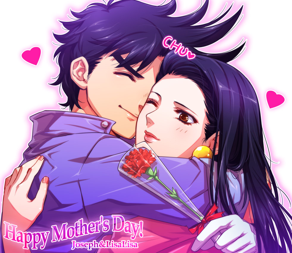 jojo_no_kimyou_na_bouken, joseph_joestar, joseph_joestar_(young), lisa_lisa, mother's_day, mother's_day, mother_and_son, tetsukuzu_tetsuko