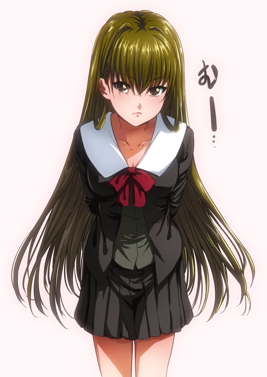 1girl, amatsuka_megumi, arms_behind_back, blush, bow, bowtie, breasts, collarbone