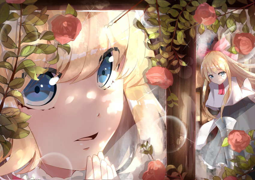1girl, alice_margatroid, blonde_hair, blue_dress, blue_eyes, capelet, close-up, doll