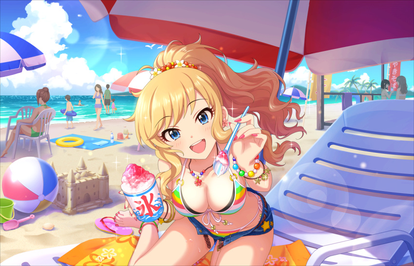 bikini, blonde_hair, blue_eyes, blush, happy, idolmaster, idolmaster_cinderella_girls, long_hair