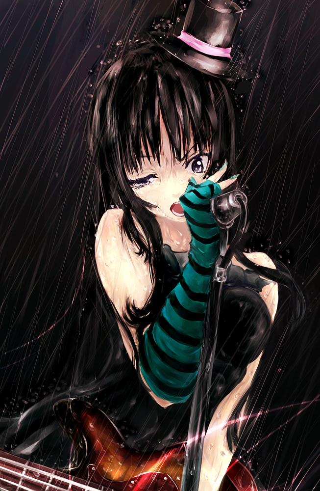 1girl, akiyama_mio, bangs, bass_guitar, black_hair, blunt_bangs, don't_say_"lazy", don't_say_lazy