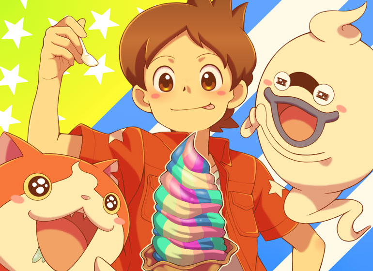1boy, amano_keita, blue_lips, blush_stickers, brown_eyes, brown_hair, cat, cyaneko