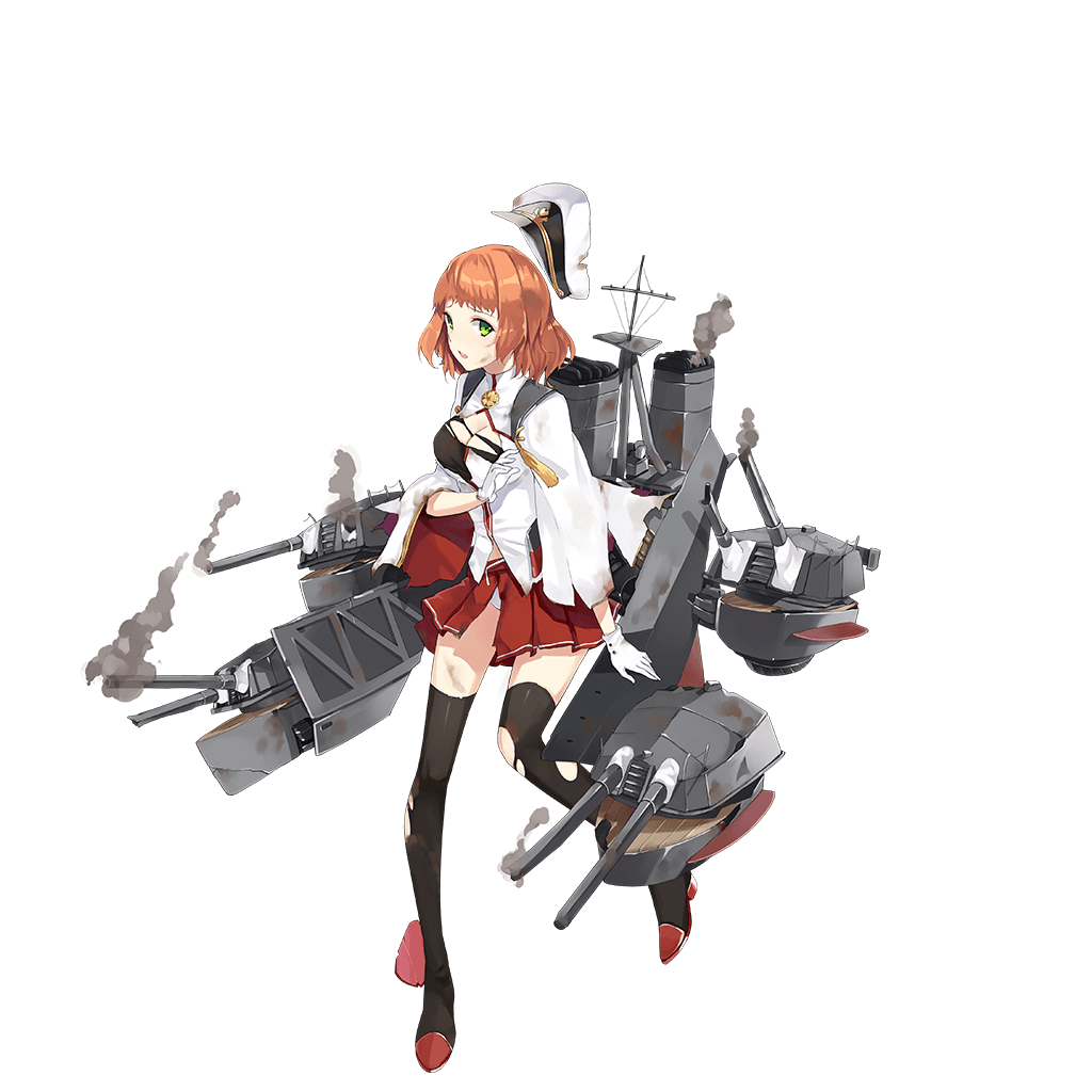 1girl, breasts, broken, brown_legwear, cannon, cleavage, damaged, full_body, gloves, green_eyes, hao_(patinnko), hat, hat_removed, headwear_removed, hiei_(zhan_jian_shao_nyu), looking_at_viewer, looking_to_the_side, machinery, military_hat, miniskirt, official_art, one_leg_raised, open_mouth, orange_hair, panties, panty_peek, peaked_cap, pleated_skirt, red_skirt, short_hair, skirt, smoke, smokestack, solo, standing, standing_on_one_leg, teeth, thigh-highs, torn_clothes, transparent_background, turret, underwear, white_gloves, white_hat, white_panties, wide_sleeves, worried, zhan_jian_shao_nyu