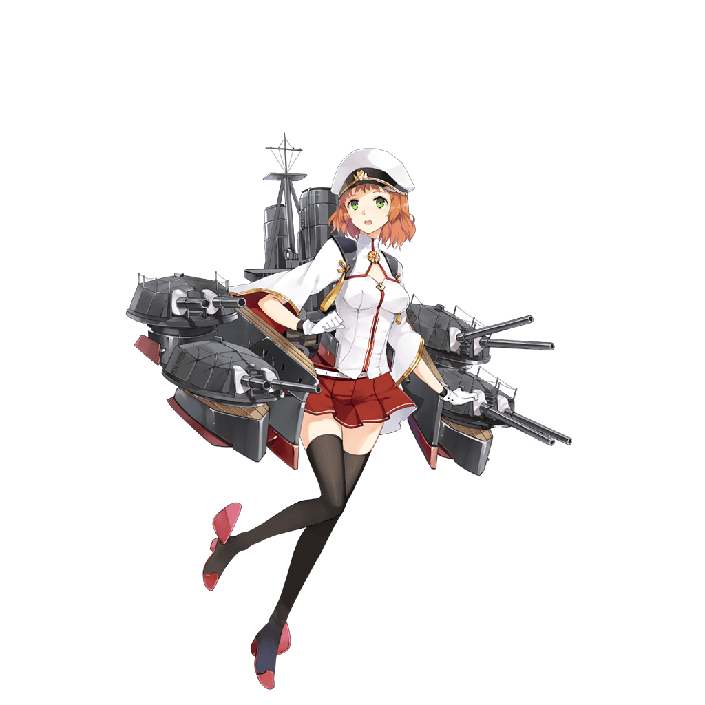 1girl, :o, breasts, brown_legwear, cannon, clenched_hand, full_body, gloves, green_eyes, hao_(patinnko), hat, hiei_(zhan_jian_shao_nyu), looking_at_viewer, machinery, military_hat, miniskirt, official_art, one_leg_raised, open_mouth, orange_hair, peaked_cap, pleated_skirt, red_skirt, short_hair, skirt, smokestack, solo, standing, standing_on_one_leg, teeth, thigh-highs, transparent_background, turret, white_gloves, white_hat, wide_sleeves, zettai_ryouiki, zhan_jian_shao_nyu