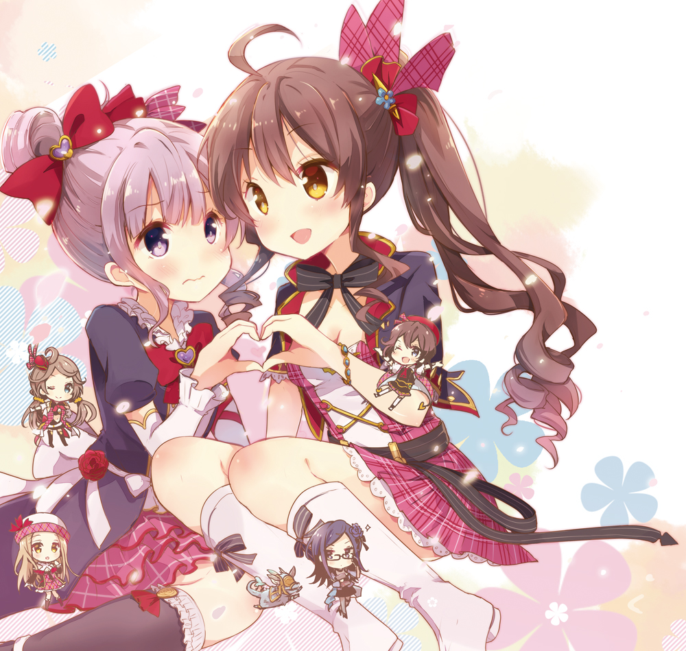 2girls, 3:, :d, boots, canna_(granblue_fantasy), chibi_inset, diantha_(granblue_fantasy), diola_(granblue_fantasy)