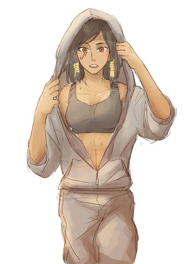 1girl, anco_(platanity), bangs, black_hair, braid, breasts, brown_eyes, collarbone