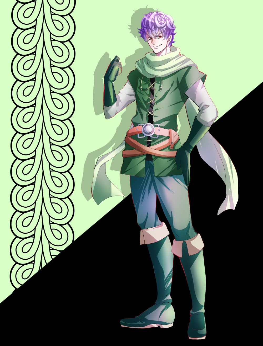 >:>, 1boy, boots, clenched_hand, dragon_quest, dragon_quest_heroes, dragon_quest_heroes_ii, elbow_gloves