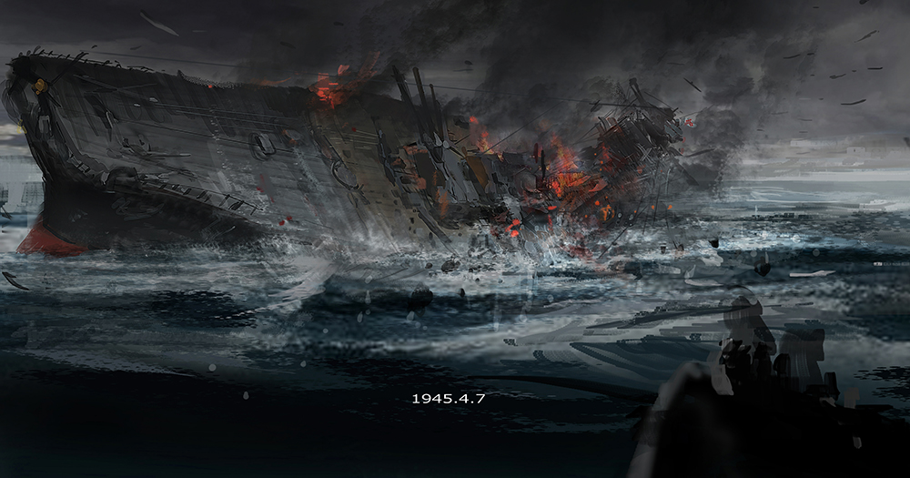 battleship, burning, dated, fire, historical_event, military, military_vehicle, ocean