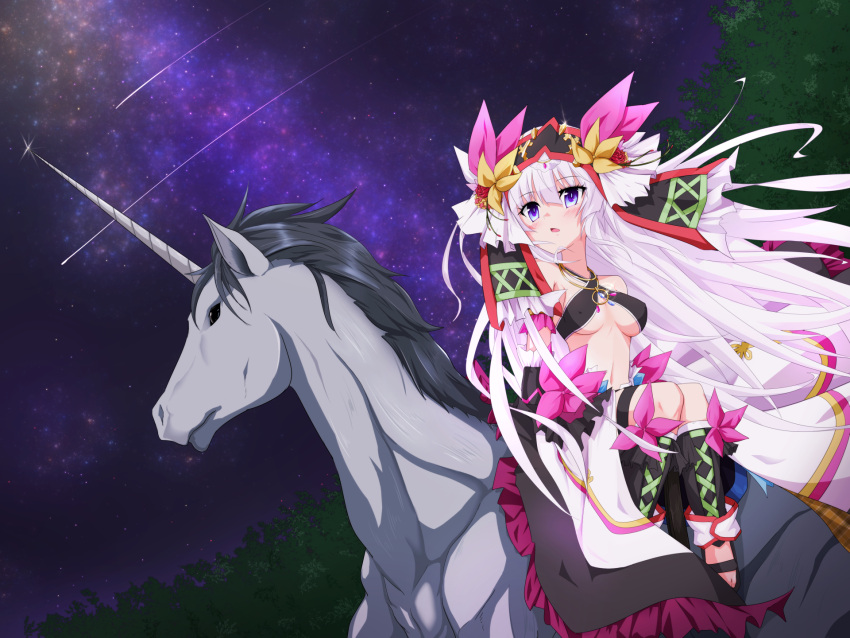 1girl, 1up_(solid2), blue_eyes, breasts, cross-laced_legwear, flower, full_body, hair_flower