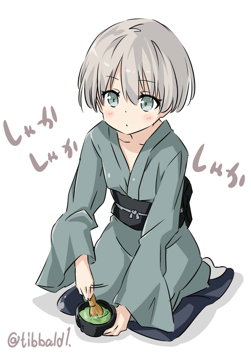 1girl, alternate_costume, bangs, blue_eyes, blush, closed_mouth, collarbone, ebifurya