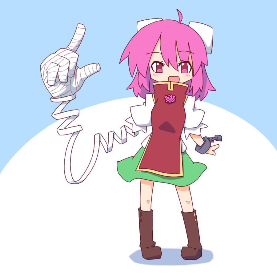 1girl, bandaged_arm, bandages, bun_cover, chain, chinese_clothes, cuffs, double_bun