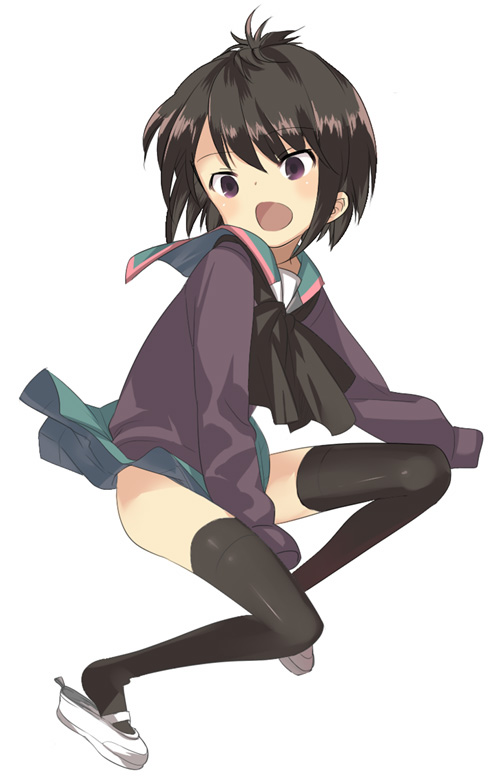 bb-san, ichii_tooru, kuroda_bb, official_art, original, school_uniform, serafuku, shoe_dangle