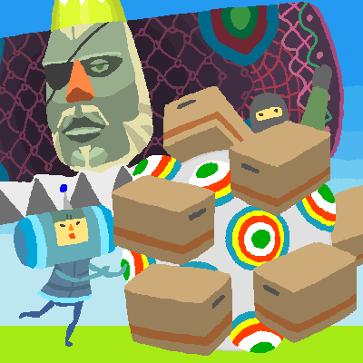 box, eyepatch, facial_hair, headband, katamari, katamari_damacy, king_of_all_cosmos, lowres