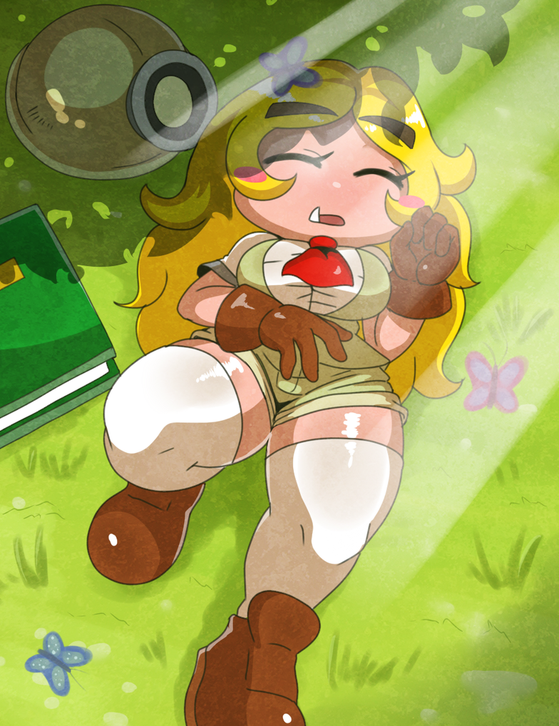 1girl, blonde_hair, goomba, goombella, super_mario_bros., paper_mario