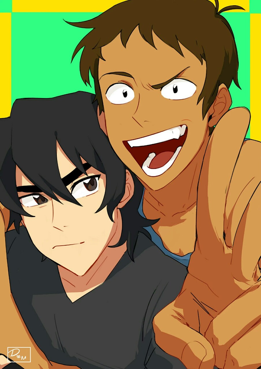 2boys, arm_around_shoulder, black_hair, brown_eyes, brown_hair, close-up, dark_skin, dark_skinned_male