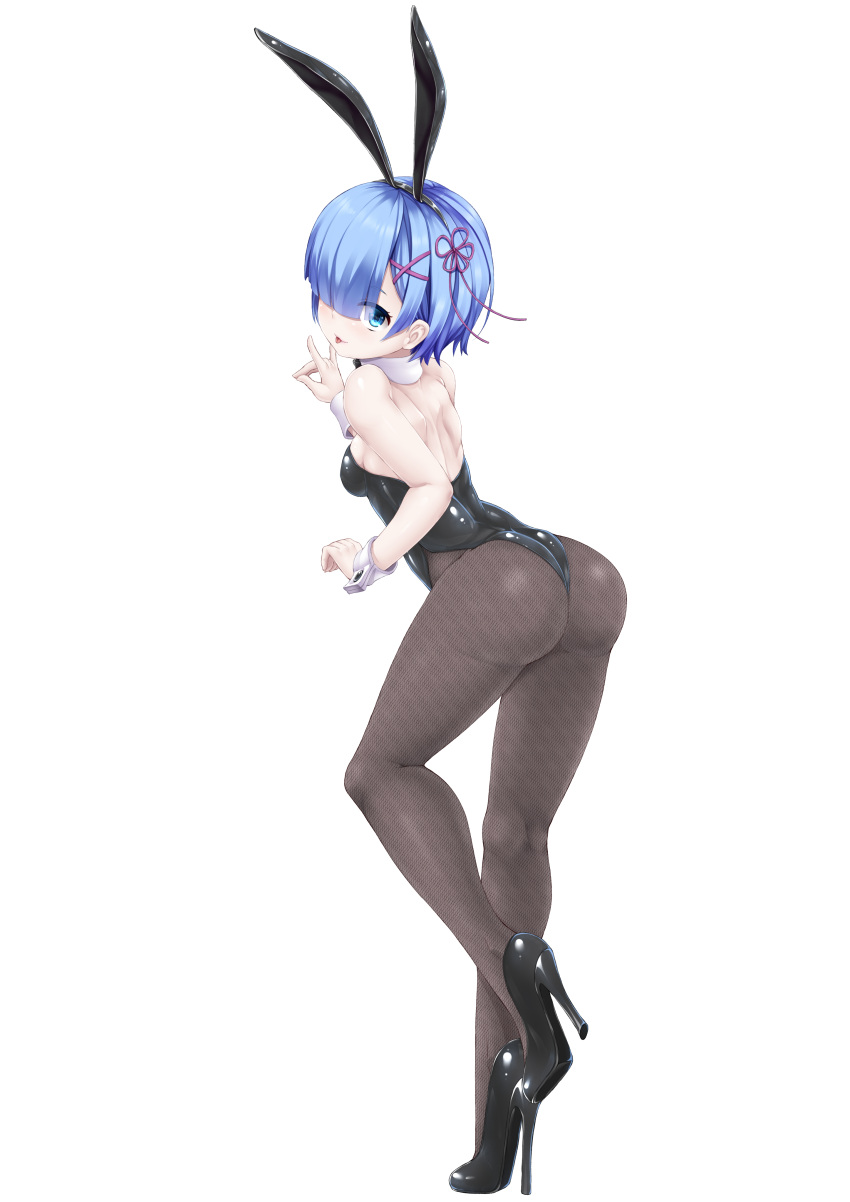 1girl, :p, absurdres, alternate_costume, amau_(kosmos), animal_ears, ass, back