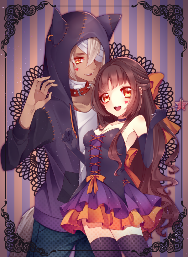 blonde_hair, brown_eyes, kayo_(ken_ga_kimi), kei_(ken_ga_kimi), ken_ga_kimi, moyui_(myi_005), white_hair