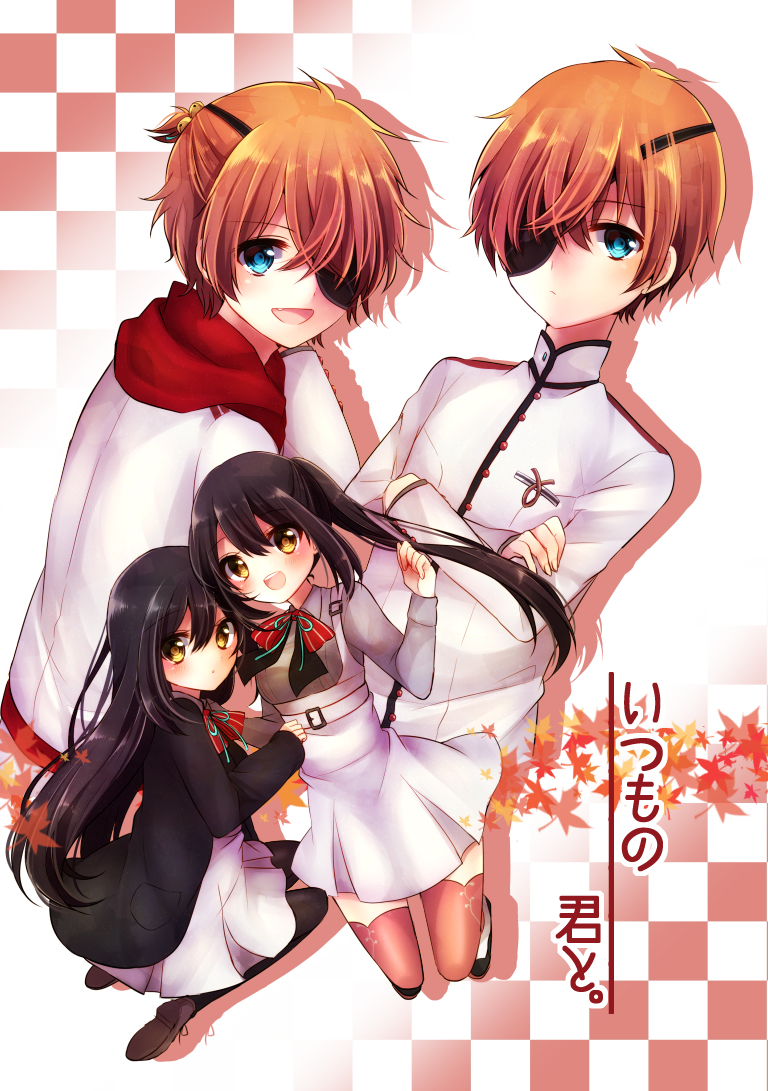 akane_rin, ayakashi_gohan, blue_eyes, brown_eyes, brown_hair, inushima_uta, inushima_yomi, orange_hair