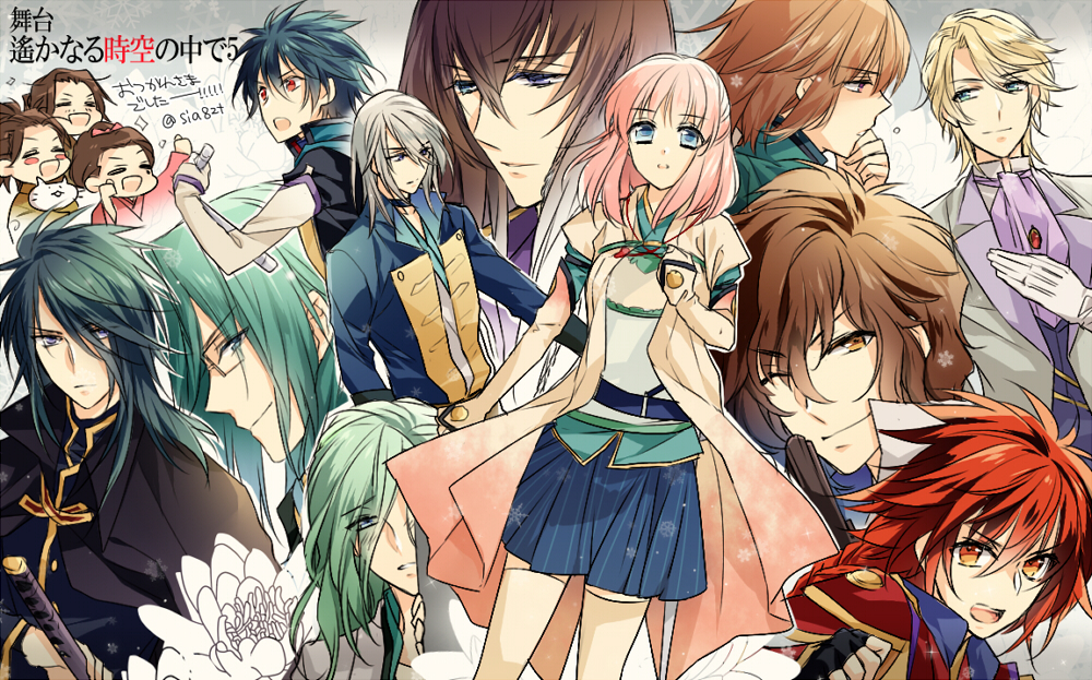 amami_(harukanaru_toki_no_naka_de_5), chinami_(harukanaru_toki_no_naka_de_5), ernest_satow, fukuchi_ouchi, harukanaru_toki_no_naka_de_5, hasumi_yuki, icylove, kiryuu_shun, komatsu_tatewaki, okita_souji_(harukanaru_toki_no_naka_de_5), sakamoto_ryouma_(harukanaru_toki_no_naka_de_5), takasugi_shinsaku, yakumo_miyako