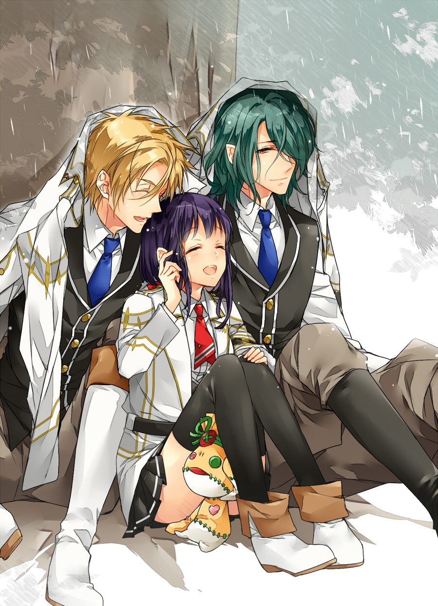 apollon_agana_belea, green_hair, hades_aidoneus, icylove, kamigami_no_asobi, kusanagi_yui, melissa_(kamigami_no_asobi), red_eyes
