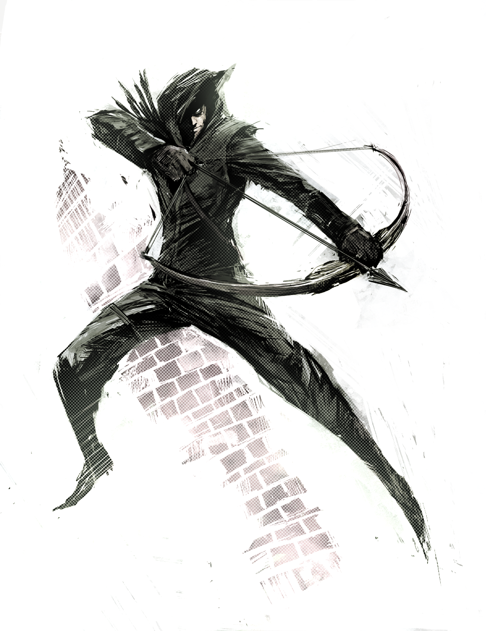 1boy, arrow, beard, bow_(weapon), dc_comics, facial_hair, gloves, green_arrow
