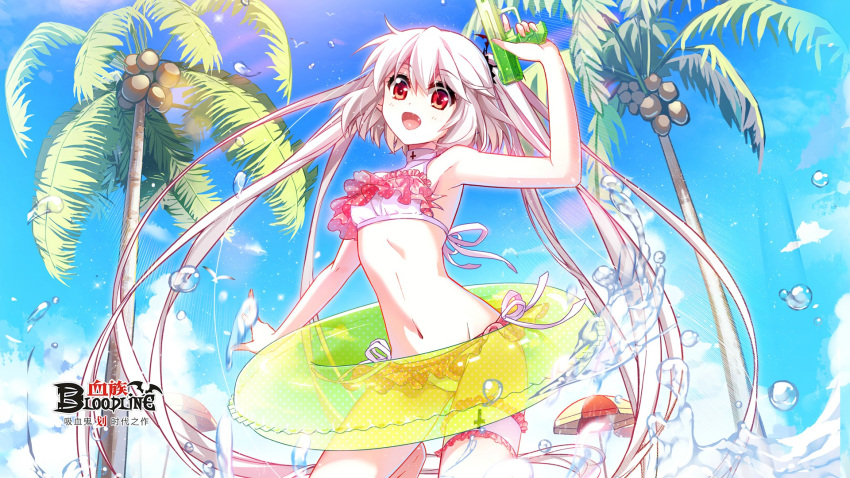 bikini, bloodline, highres, lilo_(bloodline), long_hair, silver_hair, swimsuit, vampire