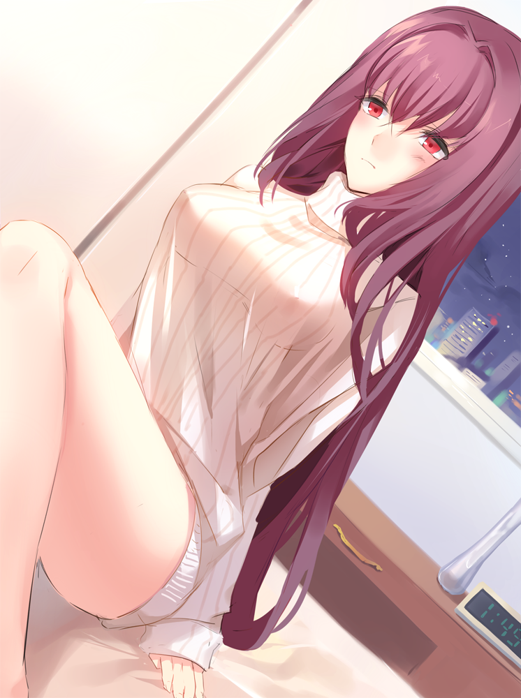1girl, blush, cherinova, covered_nipples, dutch_angle, fate/grand_order, fate_(series), frown