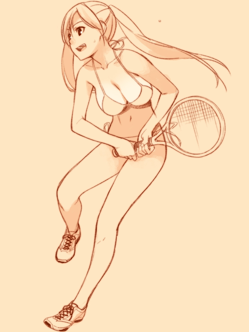 1girl, :d, bikini, breasts, cleavage, full_body, highres, ino